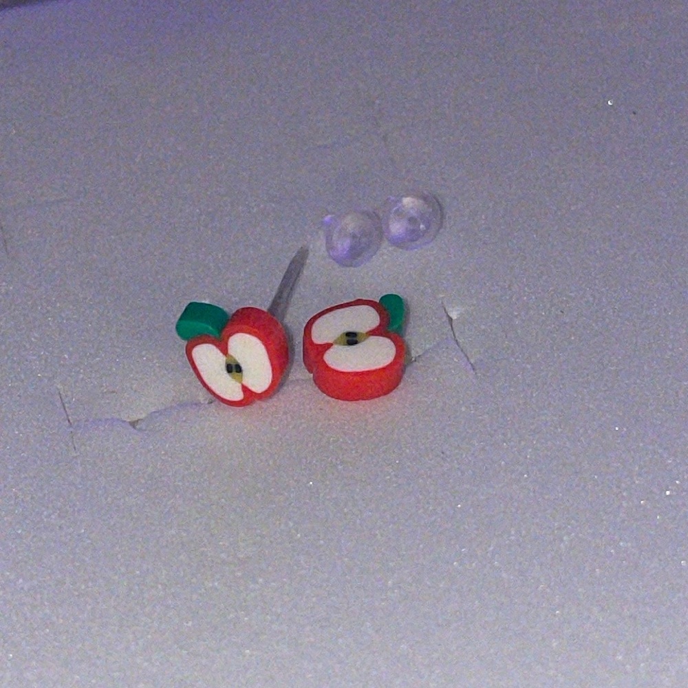 Tiny apple earrings